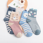 Cute Animals with Ear Socks (5 Pairs)