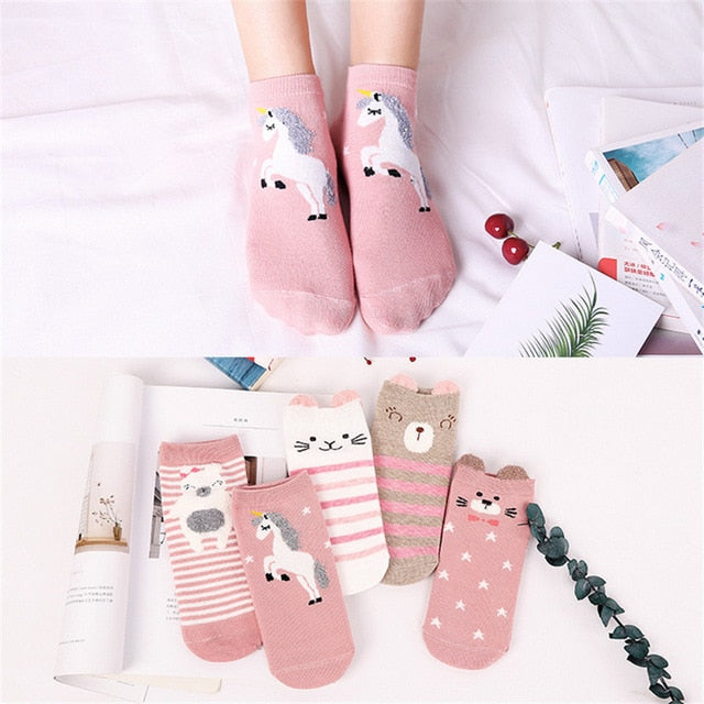 Cute Unicorn Kids Cotton Socks (5 pairs)