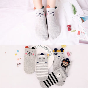 Cute Grey Animal Kids Cotton Socks (5 pairs)