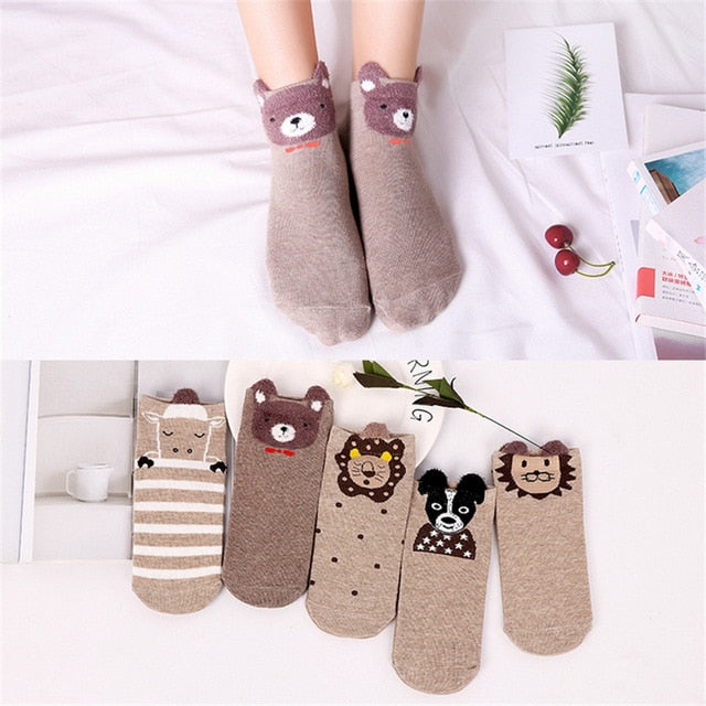 Cute Animal Kids Cotton Socks (5 pairs)