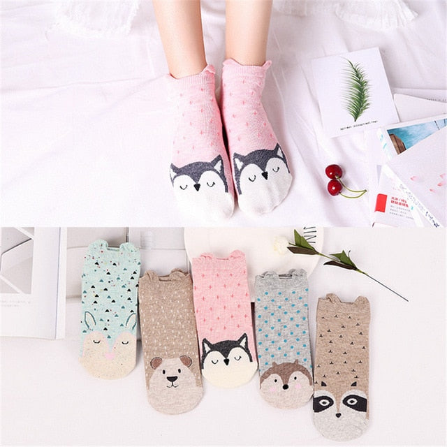 Cute Assorted Animal Kids Cotton Socks (5 pairs)