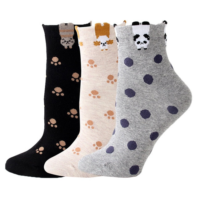 Kawaii Animal Hanging Socks Set 4  (3 pairs)