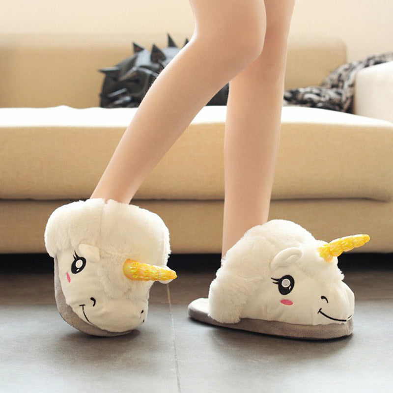 Winter Warm Slippers Plush unicorn Slippers