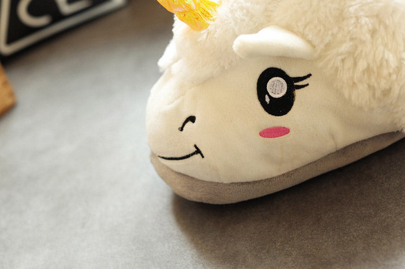 Winter Warm Slippers Plush unicorn Slippers