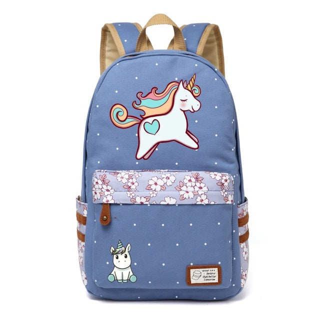 Kawaii Unicorn Blue Backpack