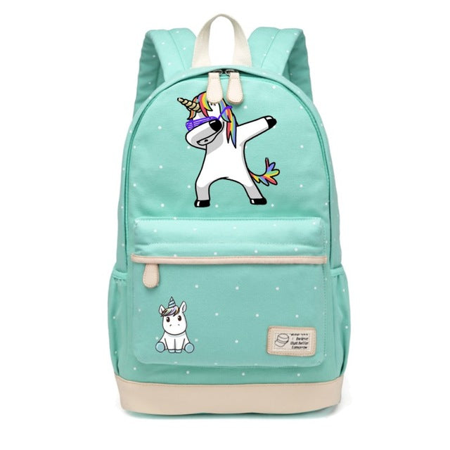 Kawaii Unicorn Green Backpack