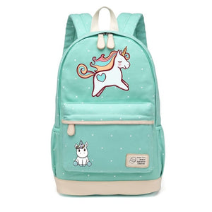 Kawaii Unicorn Green Backpack