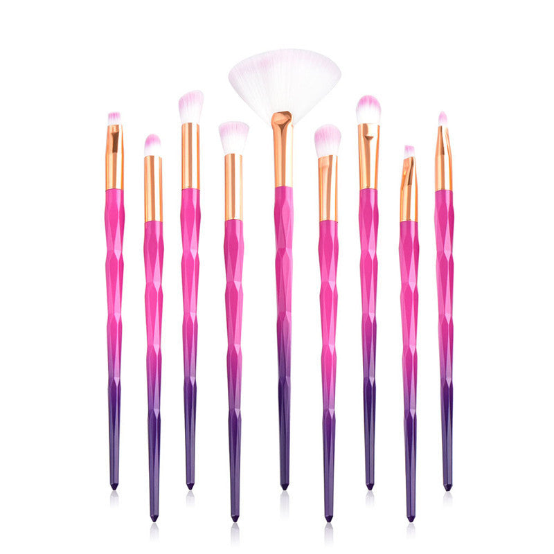 20-Piece Diamond Unicorn Makeup Brush Set - Multicolored, Synthetic, Vegan, For Eyes & Face