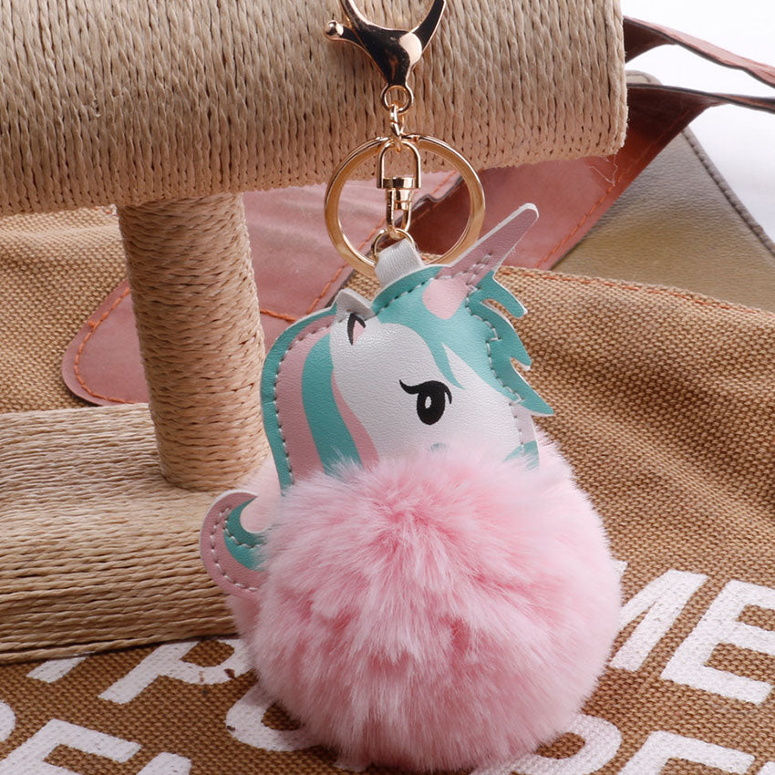 Unicorn pompom Keychain