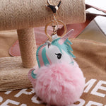 Unicorn pompom Keychain