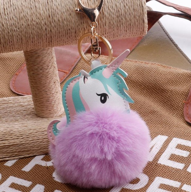 Unicorn pompom Keychain