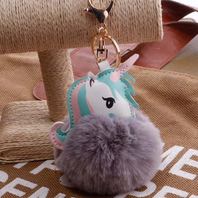 Unicorn pompom Keychain