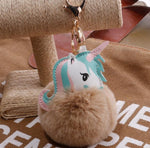 Unicorn pompom Keychain