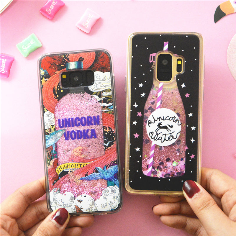 Unicorn Glitter Drink Phone Case for Samsung