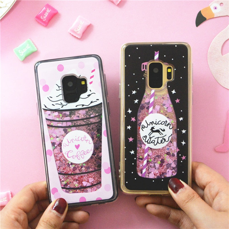 Unicorn Glitter Drink Phone Case for Samsung