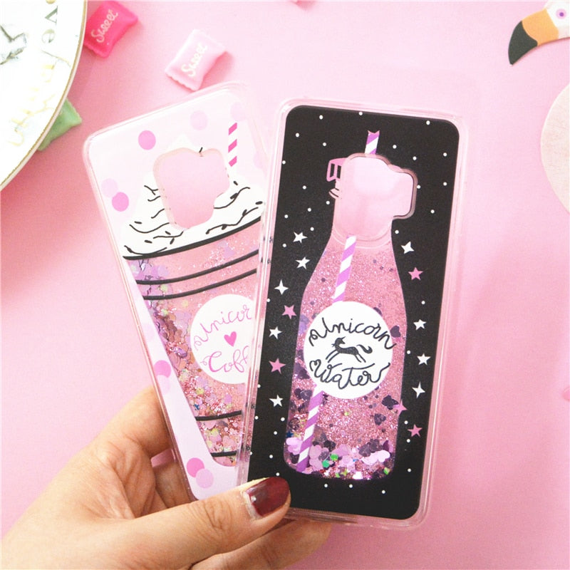 Unicorn Glitter Drink Phone Case for Samsung