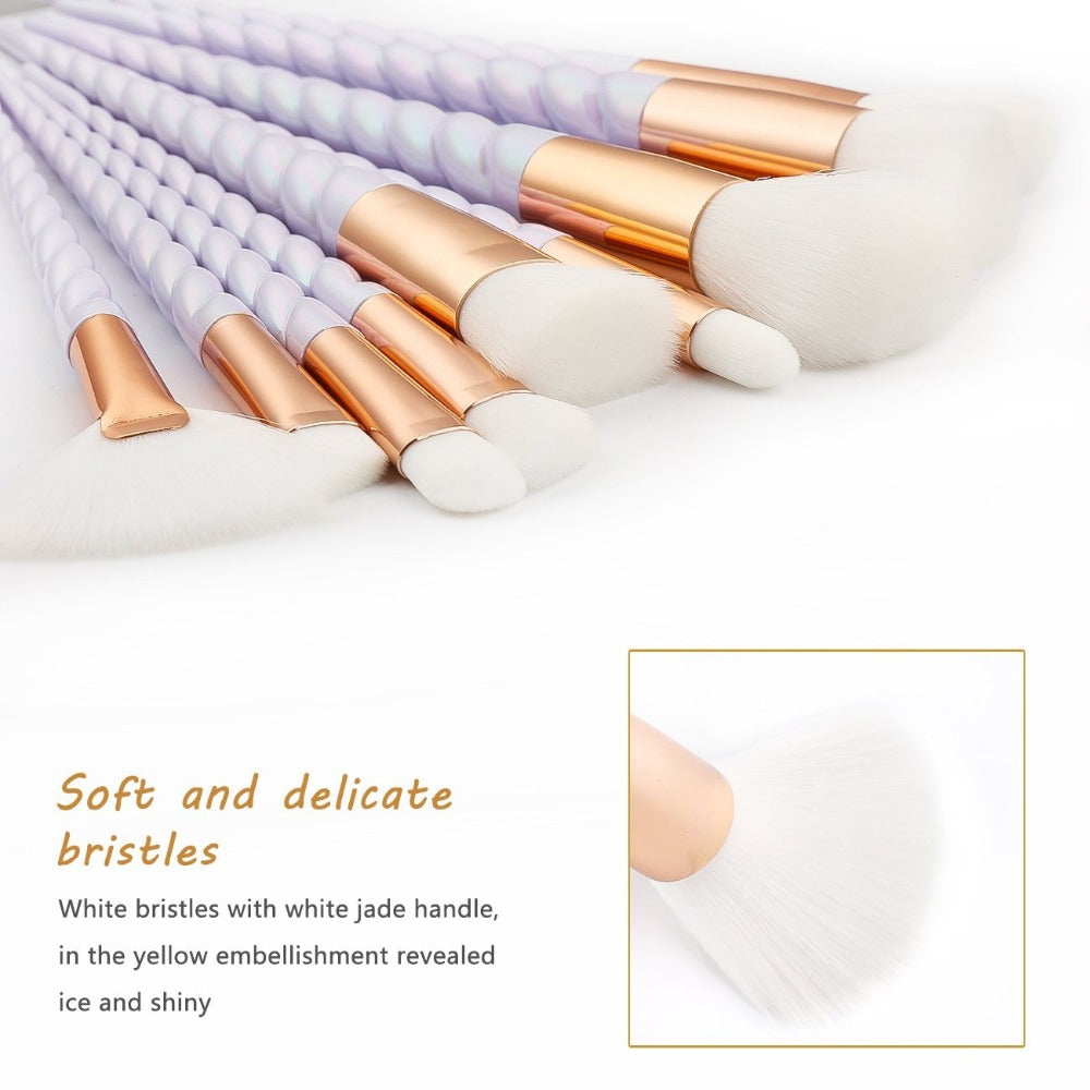 Unicorn Pearl White Makeup Brushes Set